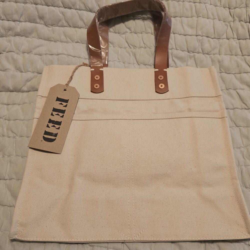 Feed Canvas Tote Bag - Natural and Brown - Picture 6 of 7